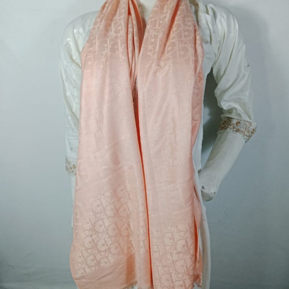 Dior Scarf Shawl Wrap Stole 65% Cashmere 35% Silk Light Peach Used